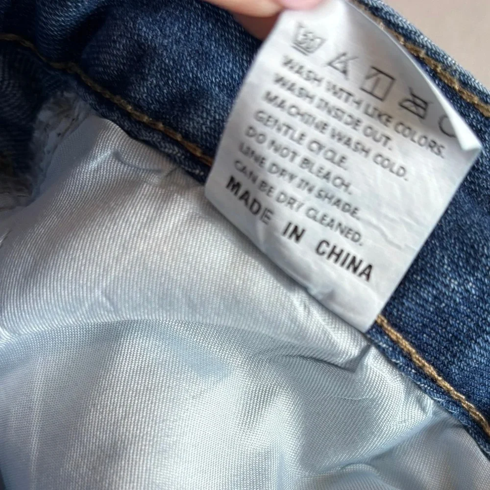 Distressed Jeans Women Size Small Blue Ripped‎ High Rise Straight Leg